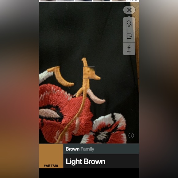 White House Black Market Black Scarf w Floral Detailing and Fringed Ends - Picture 10 of 10